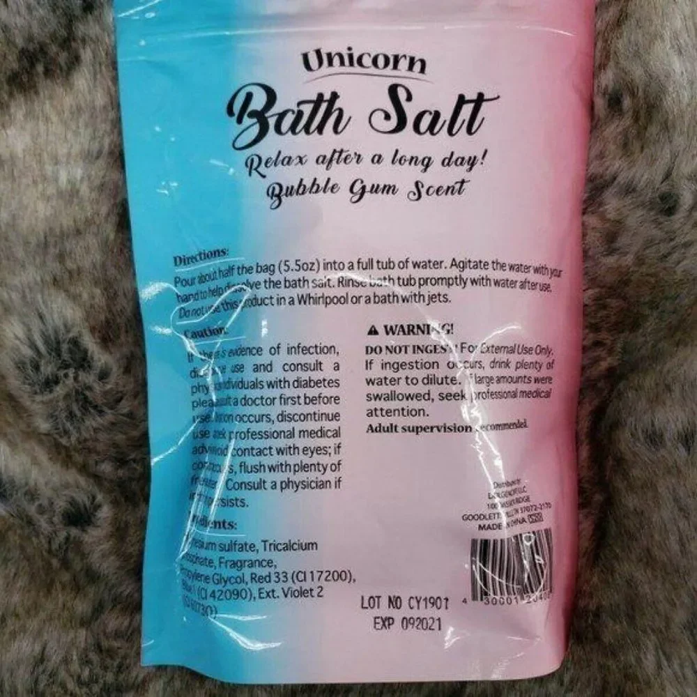 Unicorn Bath Salt Bubble Gum‎ Scent --11.28oz Bubble Bath